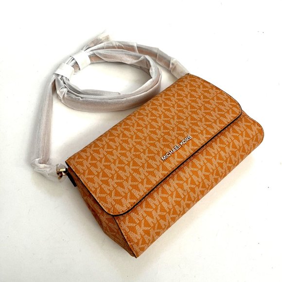 NWT $400 MICHAEL KORS Jet Set Medium Logo Convertible Crossbody Bag Signature - Picture 6 of 11